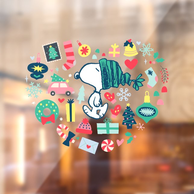 Autocollant Pour Fenêtre cacahuètes | Snoopy Holiday Happiness Heart (Feuille 2)