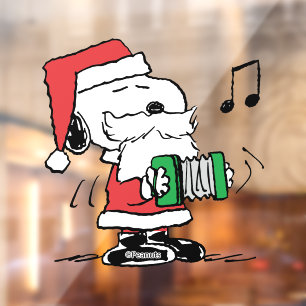 Autocollant Pour Fenêtre cacahuètes   Snoopy Santa Claus Accordian