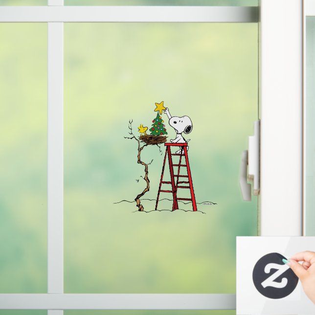 Autocollant Pour Fenêtre cacahuètes | Snoopy & Woodstock Arbre de Noël (Maison)
