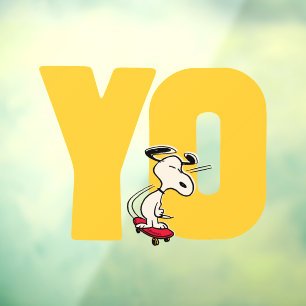 Autocollant Pour Fenêtre cacahuètes   Snoopy YO Skateboard