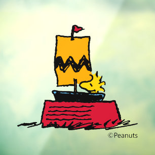 Autocollant Pour Fenêtre cacahuètes   Woodstock Snoopy Plat Bateau à voile