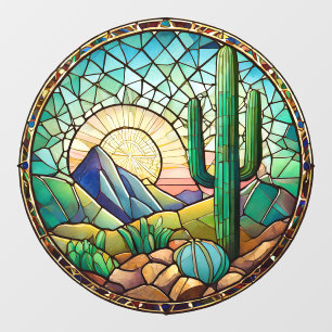 Autocollant Pour Fenêtre Cactus Sunrise Desert Verre Tiré