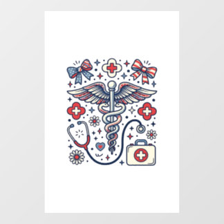 Autocollant Pour Fenêtre Caducée Médical Vintage Nurse Patriotique Vecteur