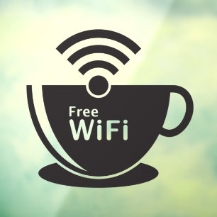 Autocollant Pour Fenêtre Café Coupe Wifi Gratuit Café Boutique Donut