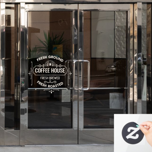 Autocollant Pour Fenêtre Café frais au sol Maison d'affaires (Porte de bureau)
