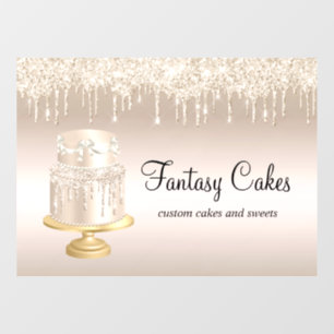 Autocollant Pour Fenêtre Cake Bakery Gold Glitter Drips