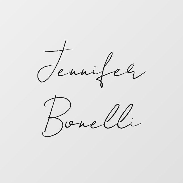 Autocollant Pour Fenêtre Calligraphie Elégant Noir Blanc Plaine Nom simple (Feuille)
