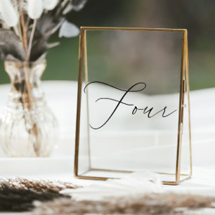 Autocollant Pour Fenêtre Calligraphie minimaliste Tableau Quatre Numéro de