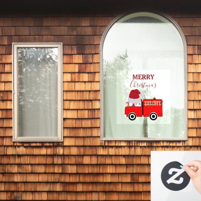 Autocollant Pour Fenêtre Camion de feu rouge de Noël (Fenêtre d'accueil)