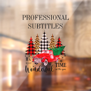 Autocollant Pour Fenêtre Camion vintage rouge Arbre de Noël Fenêtre Classer