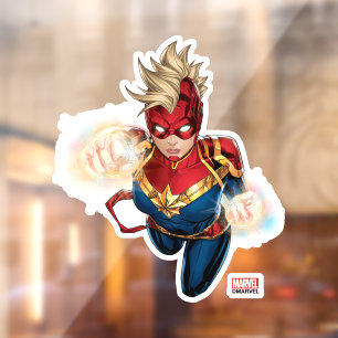 Autocollant Pour Fenêtre Captain Marvel volant avec des jets