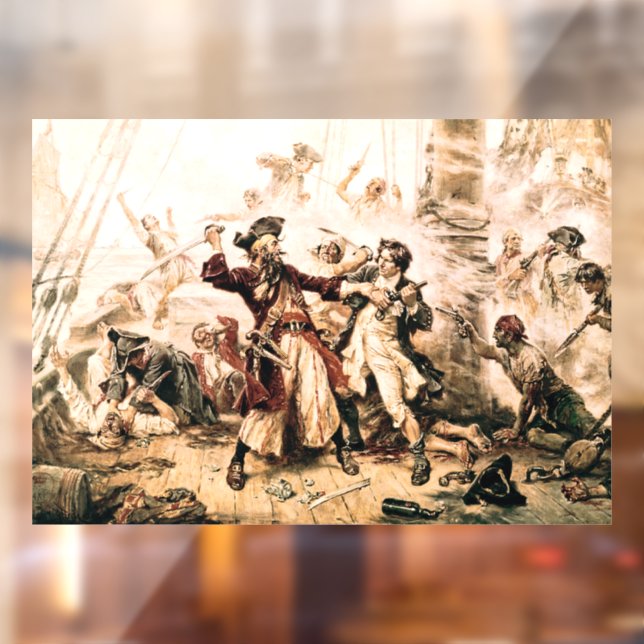 Autocollant Pour Fenêtre Capture, Barbe noire pirate, Revenge de la reine A (Feuille 2)