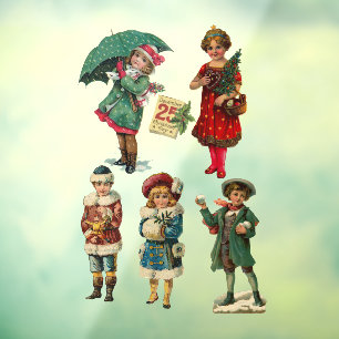 Autocollant Pour Fenêtre Caractères de Noël Vintage Assortis