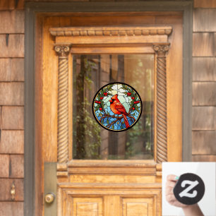 Autocollant Pour Fenêtre Cardinal Rouge Perché Dans Un Tree Faux Vitrail