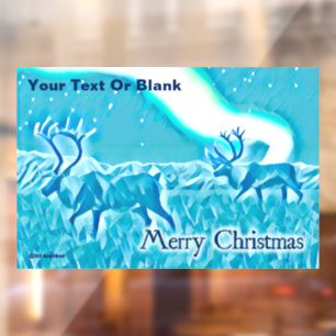 Autocollant Pour Fenêtre Caribou bleu cristal - Joyeux Noël