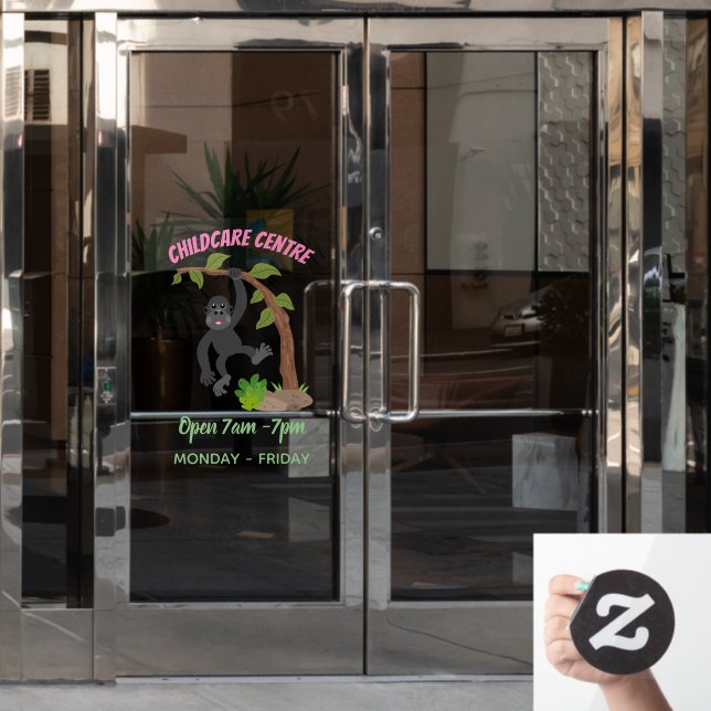 Autocollant Pour Fenêtre Caricature de bébé gorille joyeux (Porte de bureau)