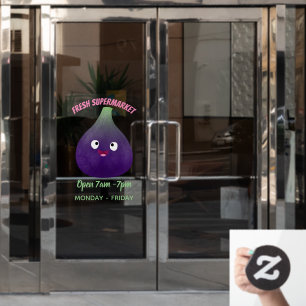 Autocollant Pour Fenêtre Caricature de fruits mauve joyeux aux figues