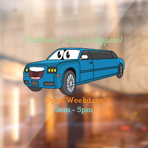 Autocollant Pour Fenêtre Caricature de la Limousine bleu mignonne