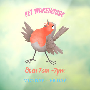 Autocollant Pour Fenêtre Caricature d'oiseau rouge chantant mignon