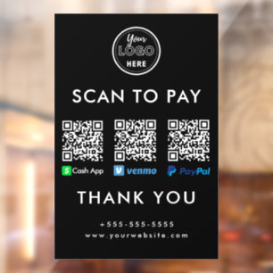 Autocollant Pour Fenêtre Cash App Venmo Paypal QR Code Scan to Pay Logo