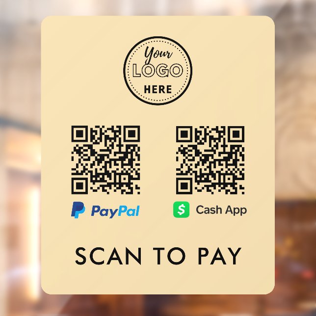 Autocollant Pour Fenêtre CashApp Paypal QR Code Scan to Pay Logo Super (Feuille 2)