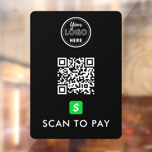 Autocollant Pour Fenêtre CashApp QR Code numérisation pour payer logo moder
