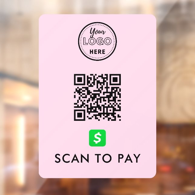 Autocollant Pour Fenêtre CashApp QR Code numérisation pour payer Logo moder (Feuille 2)