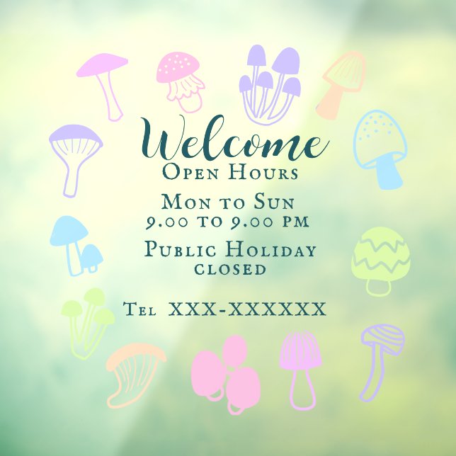 Autocollant Pour Fenêtre Champignon Coloré (Feuille 3)