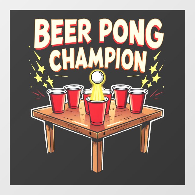 Autocollant Pour Fenêtre Champion de la bière Pong Ping Pong Boire (Feuille)