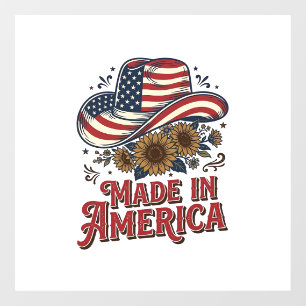 Autocollant Pour Fenêtre Chapeau de cowboy patriotique fabriqué en Amérique