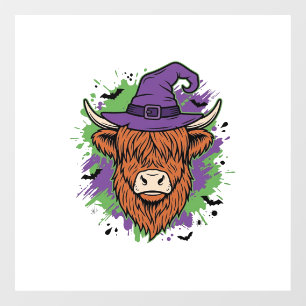 Autocollant Pour Fenêtre Chapeau de sorcière de vache des Highlands Hallowe