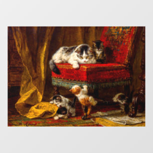 Autocollant Pour Fenêtre Chat et chatons Jouer avec chaise