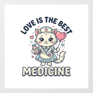 Autocollant Pour Fenêtre Chat infirmière mignonne L'amour est la meilleure