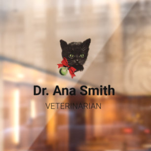 Autocollant Pour Fenêtre Chat noir personnalisable profession vétérinaire