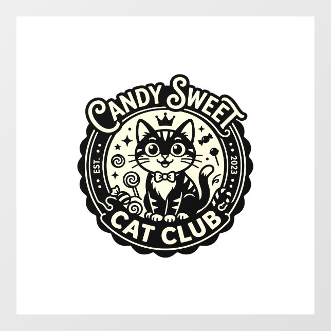 Autocollant Pour Fenêtre Chat Sucré Mignon Graphique de Chat Drôle - Candy  (Feuille)