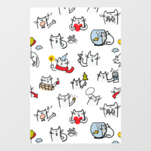 Autocollant Pour Fenêtre Chats amusants, lait et magie.