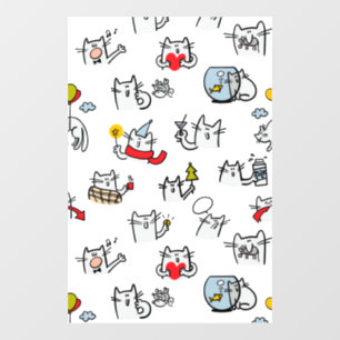 Autocollant Pour Fenêtre Chats amusants, lait et magie.