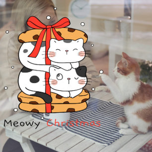 Autocollant Pour Fenêtre Chats Drôles Cookies Meowy Noël Animalerie Vétérin