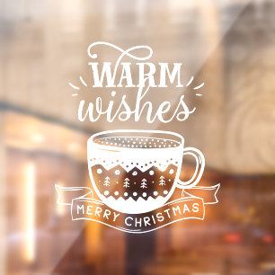 Autocollant Pour Fenêtre Chauds Coupe chaude Café cacao Xmas Blanc 