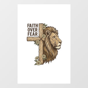 Autocollant Pour Fenêtre Chemise chrétienne vintage Croix Lion La Foi Sur L