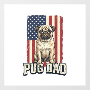 Autocollant Pour Fenêtre Chemise de chien gravure vintage patriotique Pug D