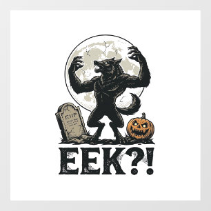 Autocollant Pour Fenêtre Chemise de loup-garou Halloween Gravure vintage Lu