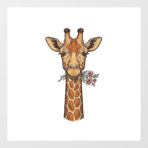 Autocollant Pour Fenêtre Chemise Girafe Gravée Vintage Avec Fleurs_1