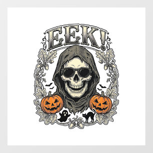 Autocollant Pour Fenêtre Chemise Graphique Crâne Halloween Gravure Vintage