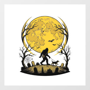 Autocollant Pour Fenêtre Chemise Halloween Bigfoot Promenade de Chien sous