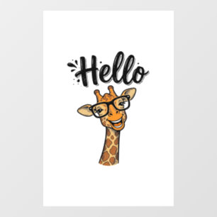 Autocollant Pour Fenêtre Chemise Hello Giraffe Gravure Vintage Animal Migno