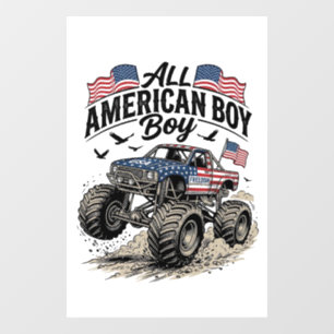 Autocollant Pour Fenêtre Chemise T-shirt de camion monstre patriotique All 