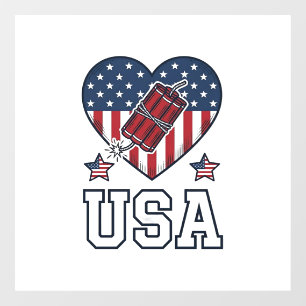 Autocollant Pour Fenêtre Chemise vectorielle vintage à coeur pétard patriot