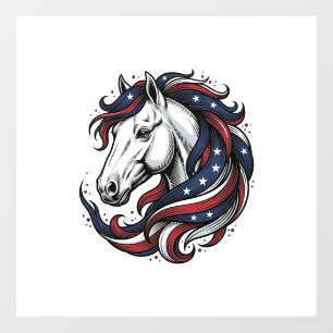 Autocollant Pour Fenêtre Cheval Patriotique Gravure Vintage Art Vectoriel