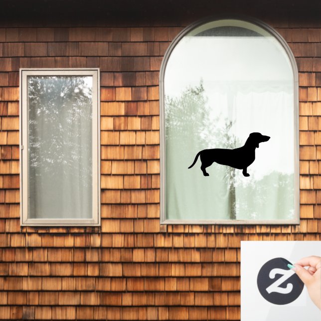 Autocollant Pour Fenêtre Cheveux courts Dachshund - Silhouette 1 (Fenêtre d'accueil)